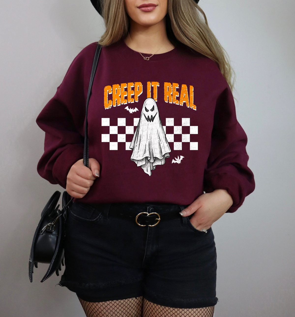 Creep It Real Orange Font Ghost White Checkered 116290 DTF Transfer