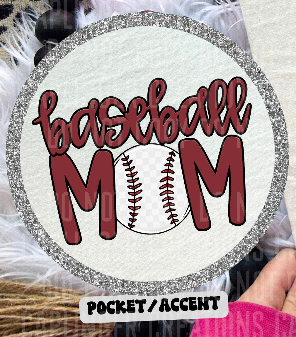 Baseball Mom Crimson POCKET (Caplinger) DTF transfer