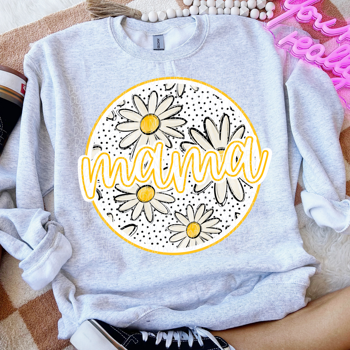 Mama Circle Daisy Flower (CITY) DTF transfer