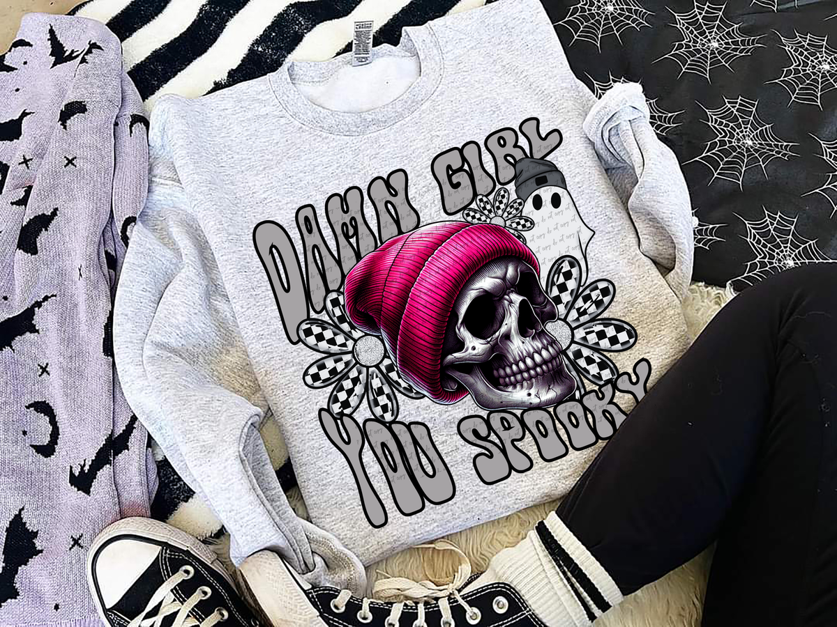 Damn Girl You Spooky Beanie Skull 57503 DTF transfer