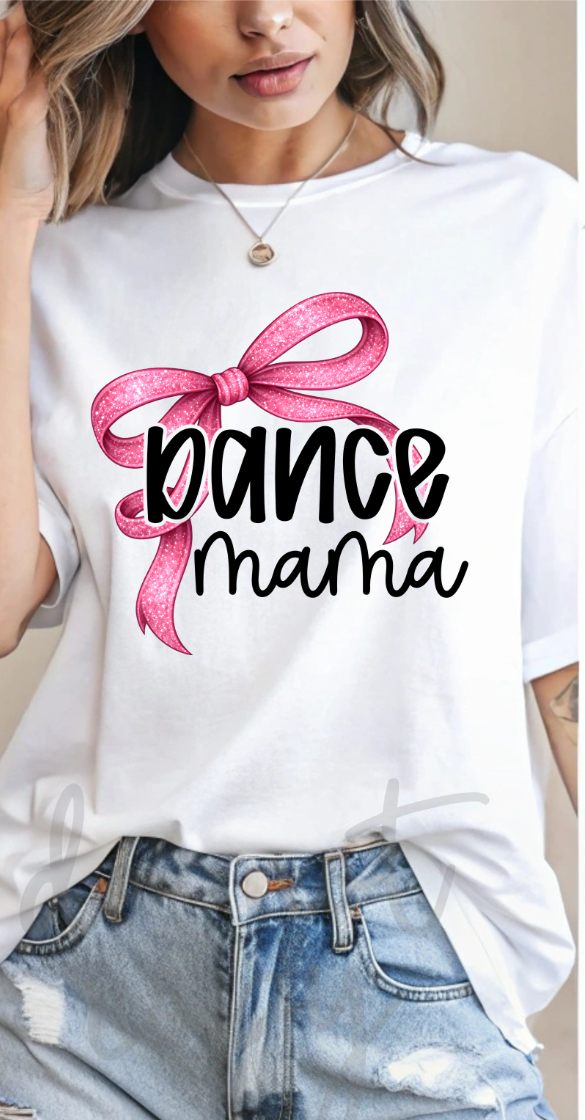 Dance mama BLACK with PINK bow (Parker) DTF Transfer