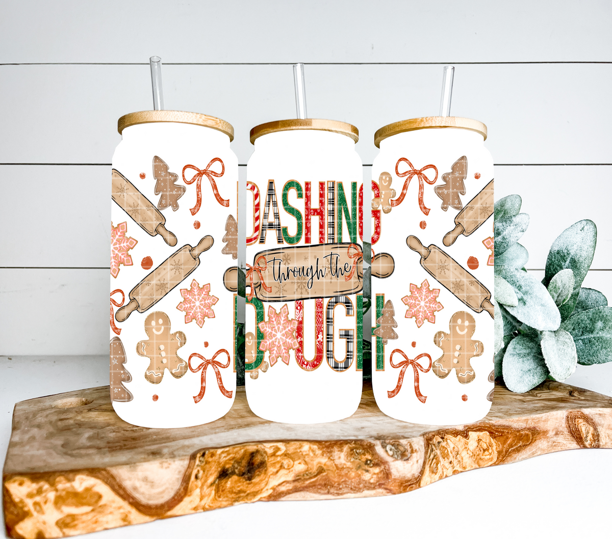 Dashing through the dough rolling pin and gingerbread men (Linda) UV DTF WRAP