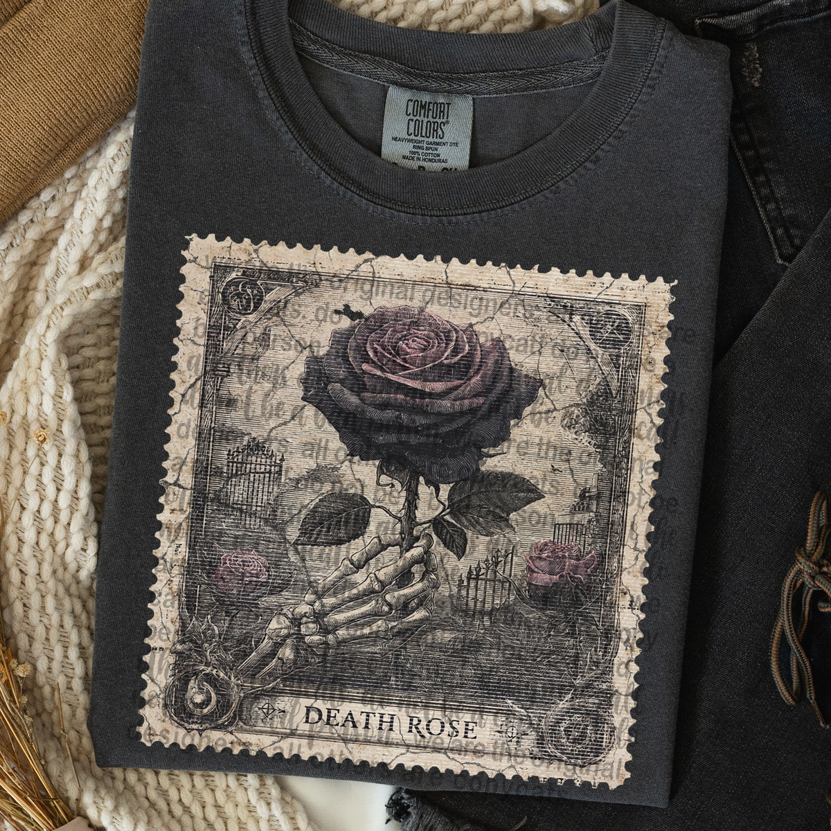 Death rose stamp (TTD) 109399 DTF transfer