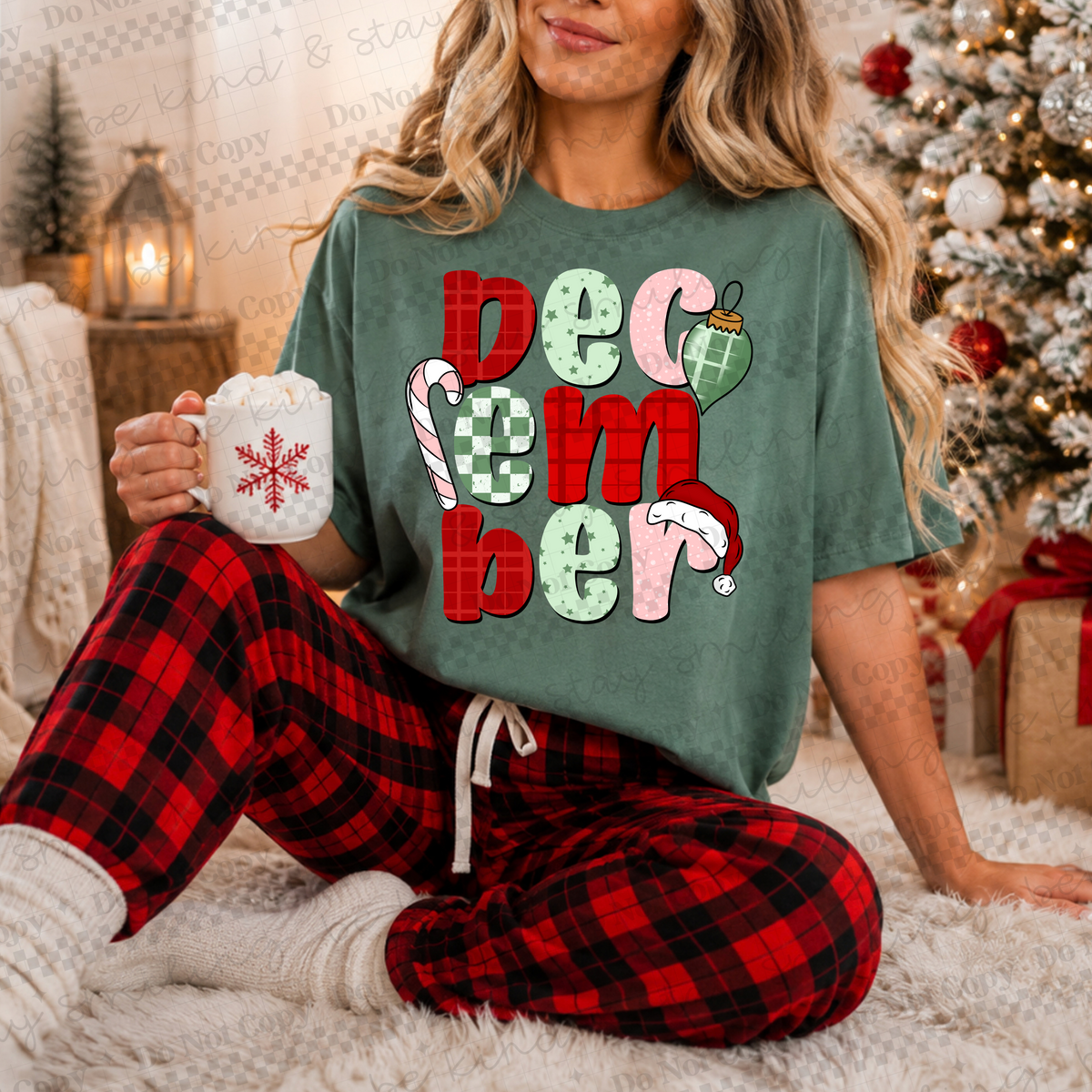 December- Ornament, Cane and Hat (CMLD) DTF Transfer