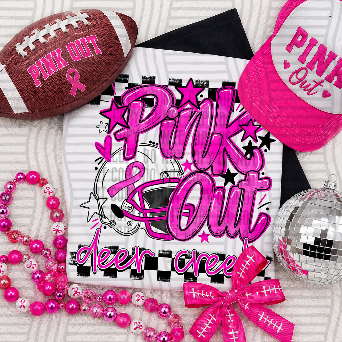 Deer Creek-Pink Out Football Helmet (Caplinger) DTF Transfers