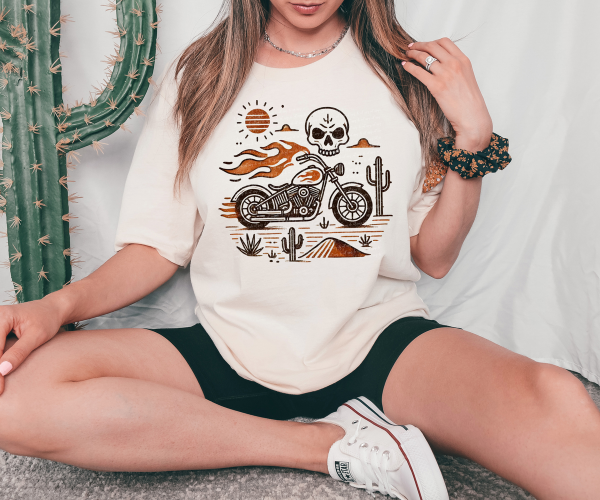 Desert Motrocycle Skull 59850 DTF Transfer