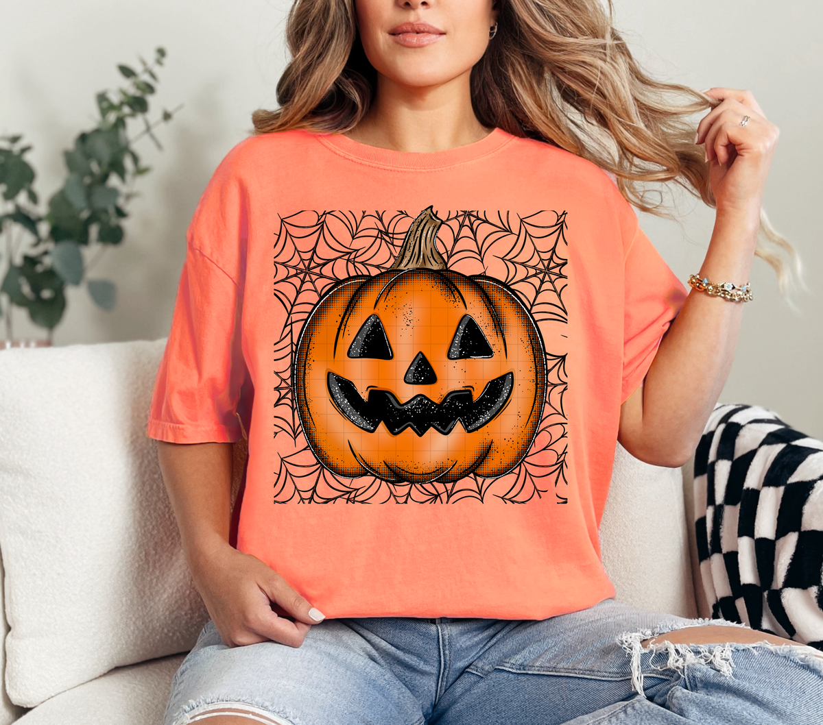 Jack o lantern spider webs (Linda) DTF Transfer