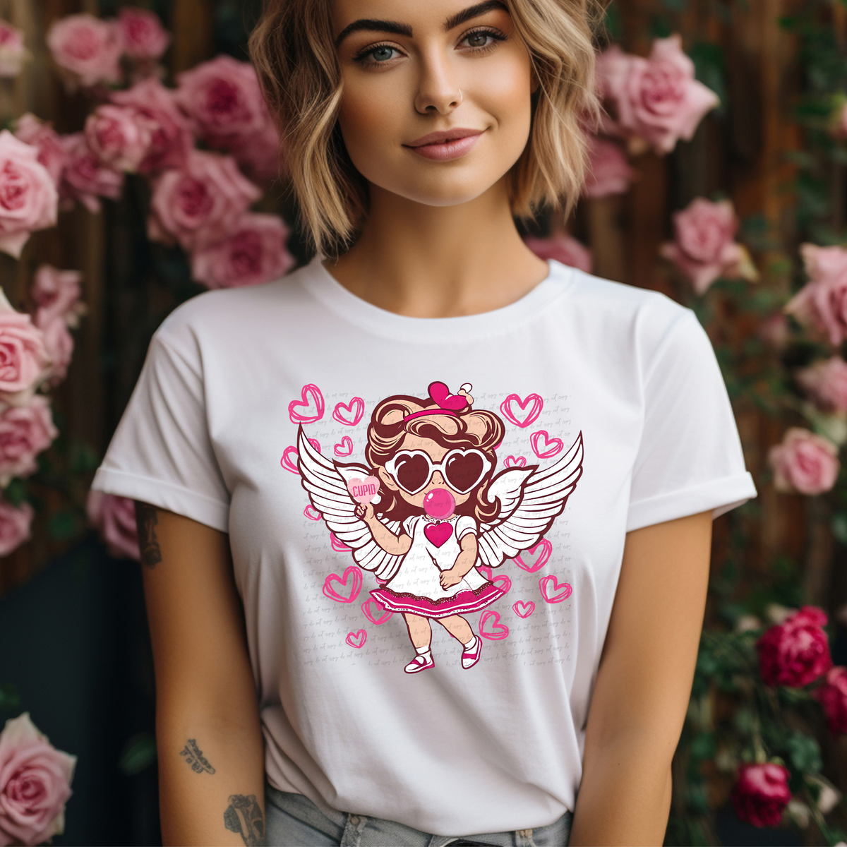 Diva Cupid Pink Hearts 74932 DTF Transfer