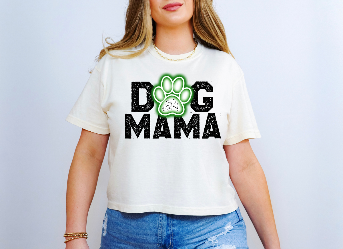 Dog Mama Dark Green Neon Paw 117138 DTF Transfer