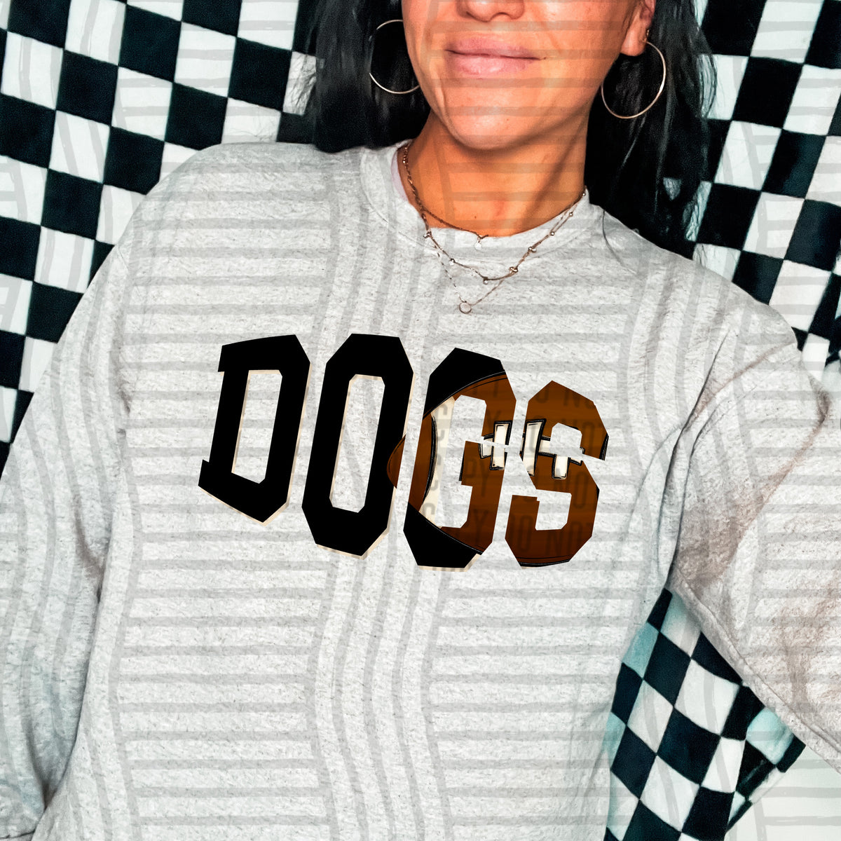 Dogs varsity clipped football (Caplinger) DTF transfer
