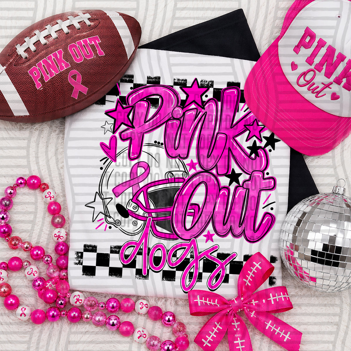 Dogs-Pink Out Football Helmet (Caplinger) DTF Transfers