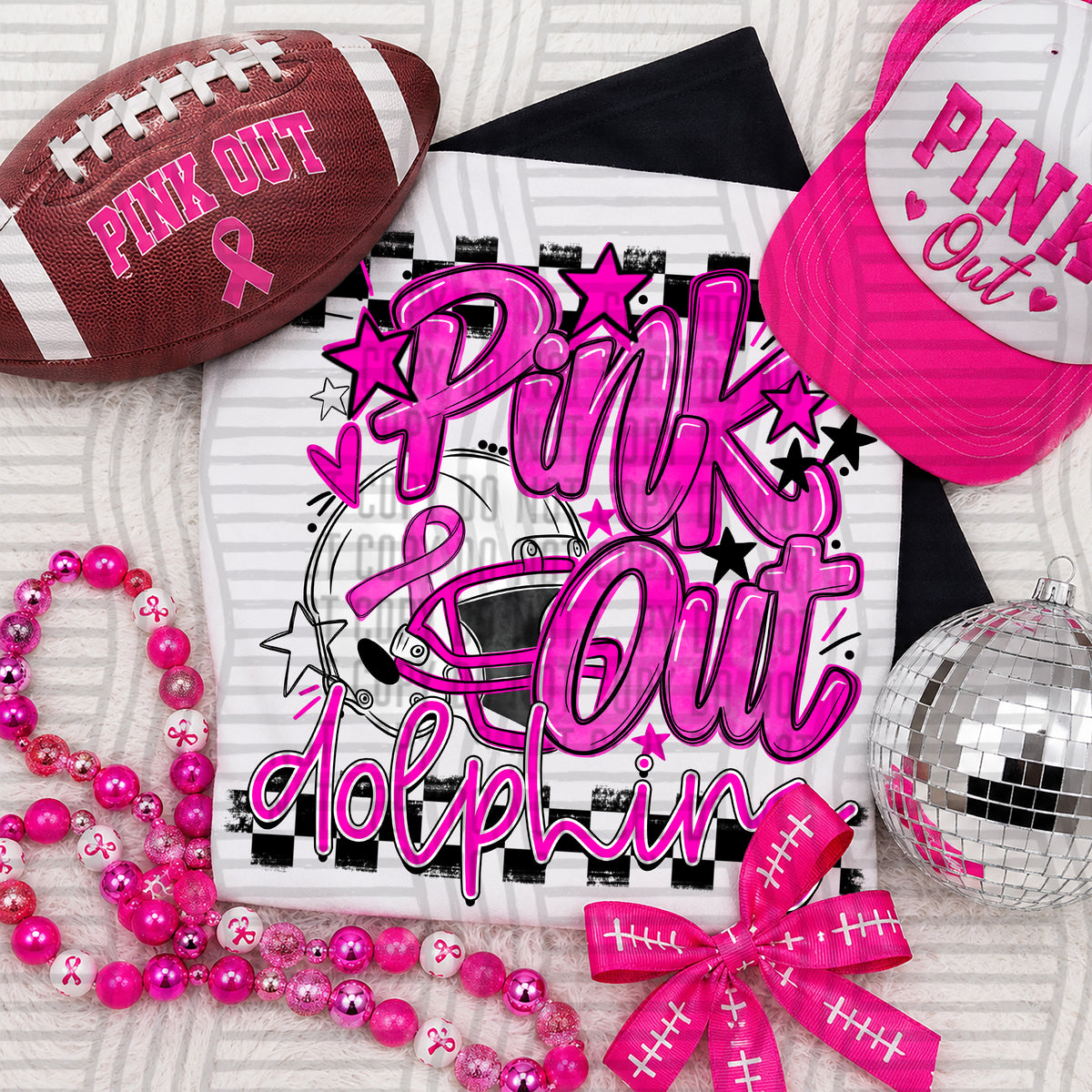 Dolphins-Pink Out Football Helmet (Caplinger) DTF Transfers