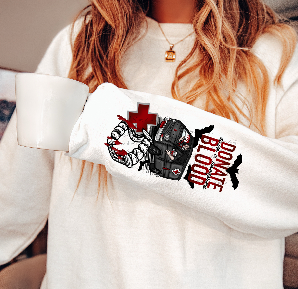 Donate Blood Save A Vampire Sleeves 42975 DTF transfer