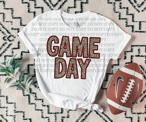 Game Day Embroidery Maroon Leopard 7549 DTF transfer