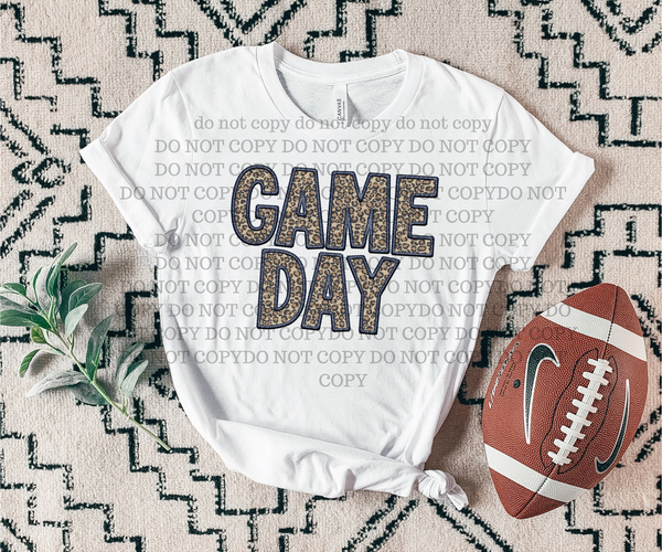 Game Day Embroidery Navy Leopard 7550 DTF transfer