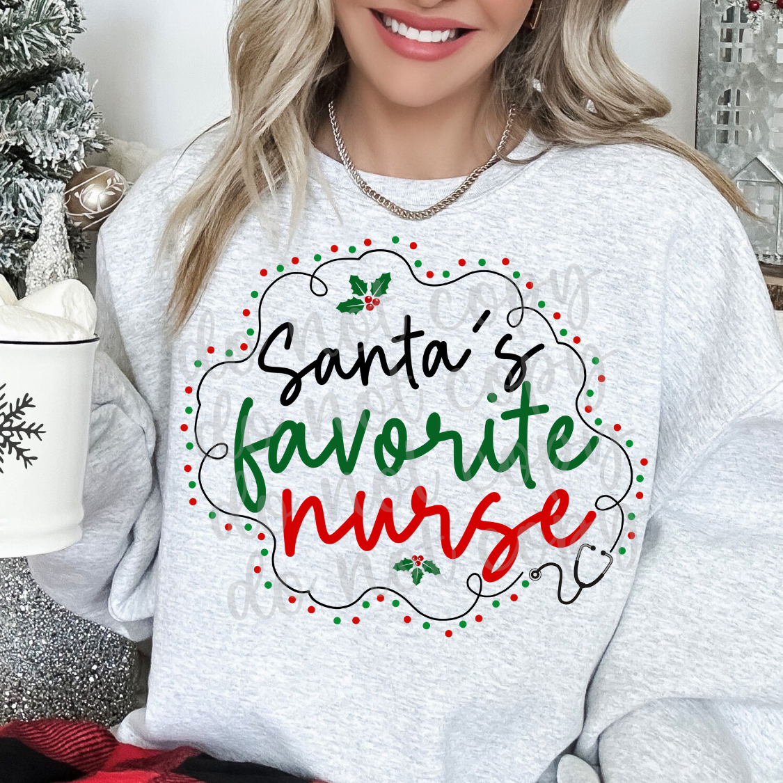 Santa's favorite nurse (Parker)  DTF Transfer