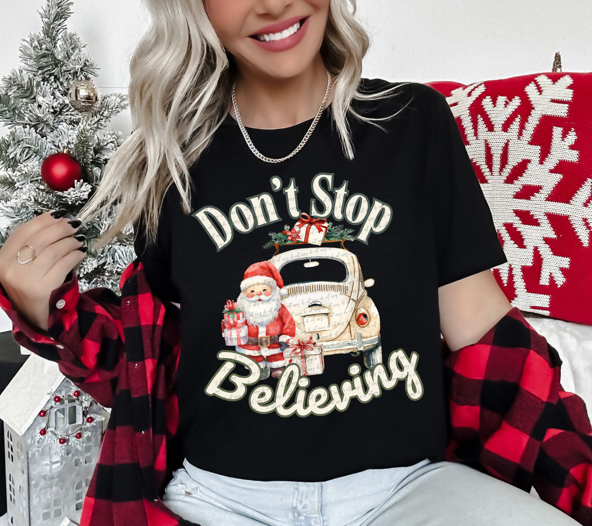 Don't Stop Believing Santa Claus Car 54206 DTF transfer