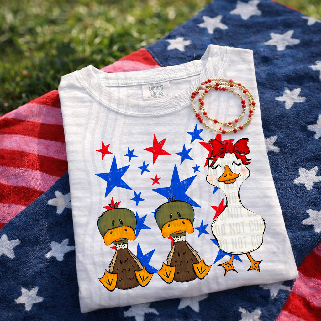 Duck duck goose RWB stars (Caplinger) DTF Transfer