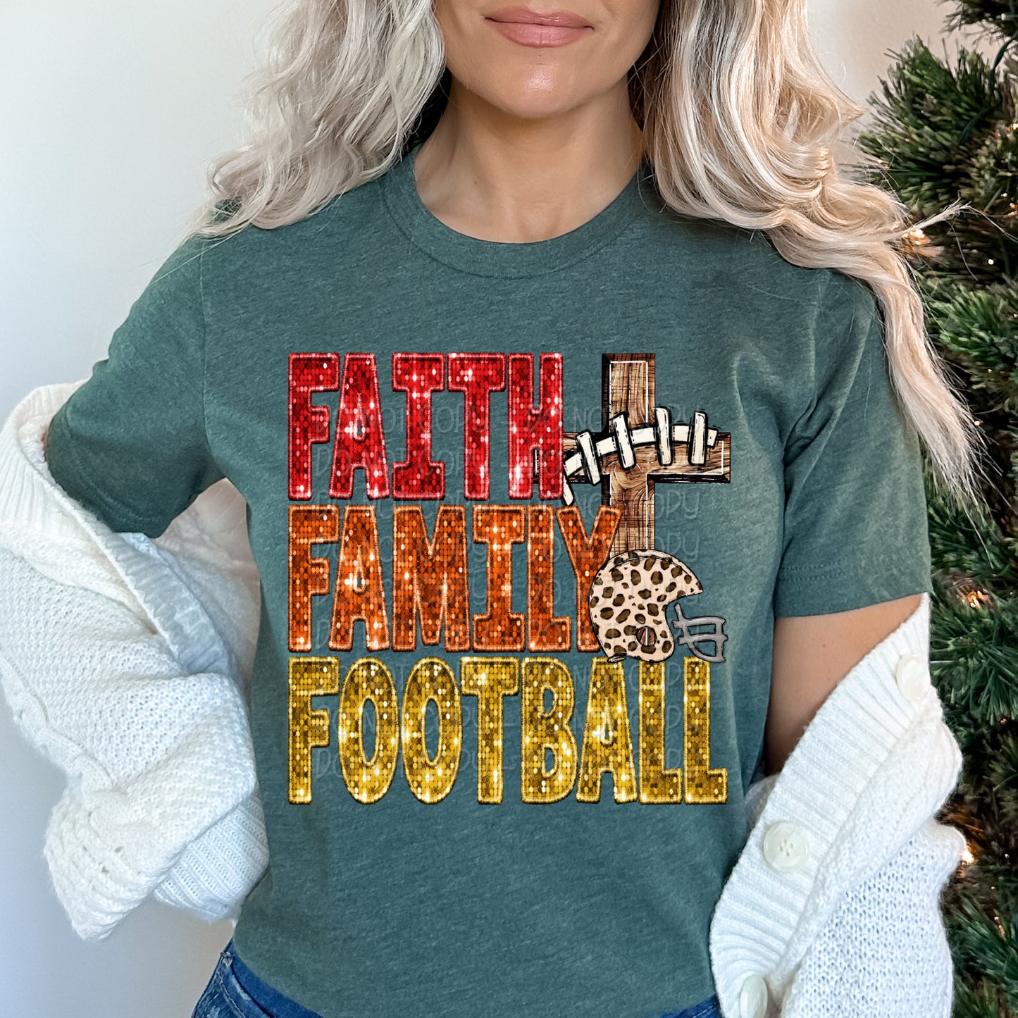 Faith family football sequin 17725 DTF TRANSFER