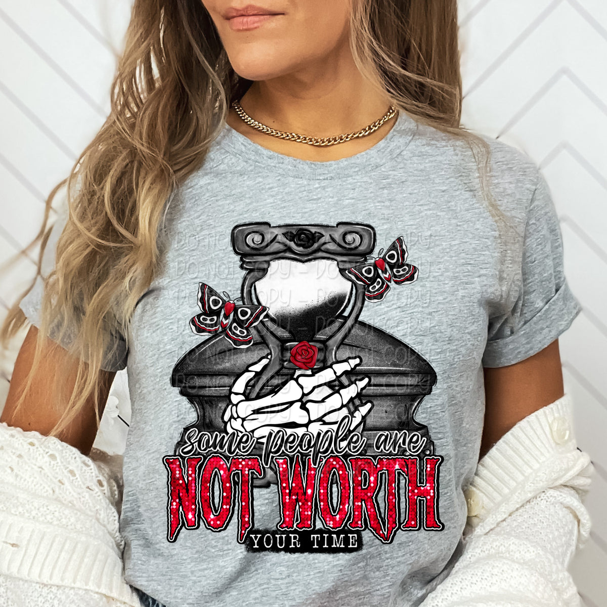 some people are not worth your time hand holding hourglass 17729 DTF TRANSFER
