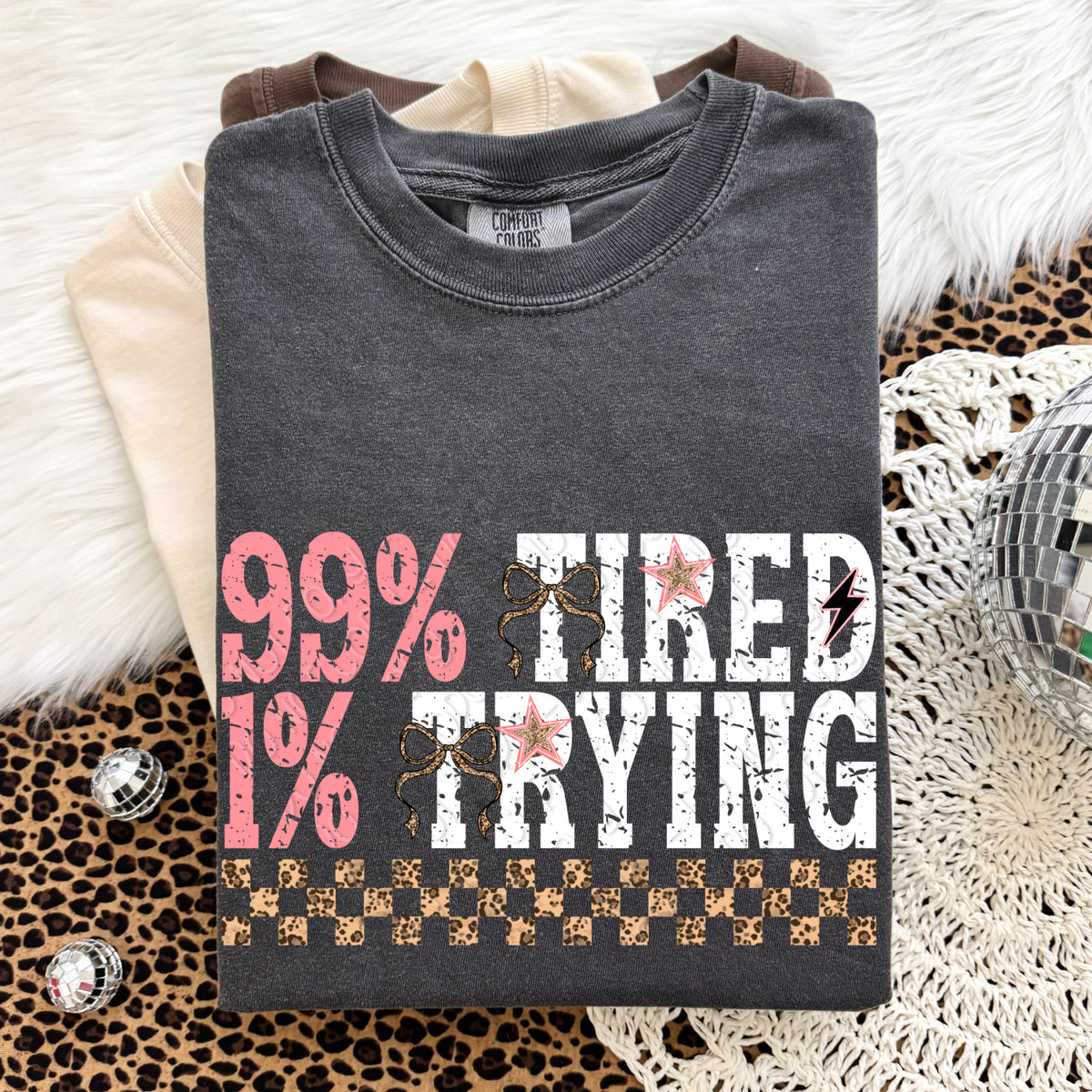 99% tired WHITE (DWS) DTF Transfer