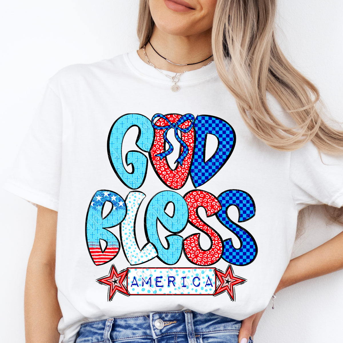 God bless America cheetah and checkered filled (DWS) DTF transfer