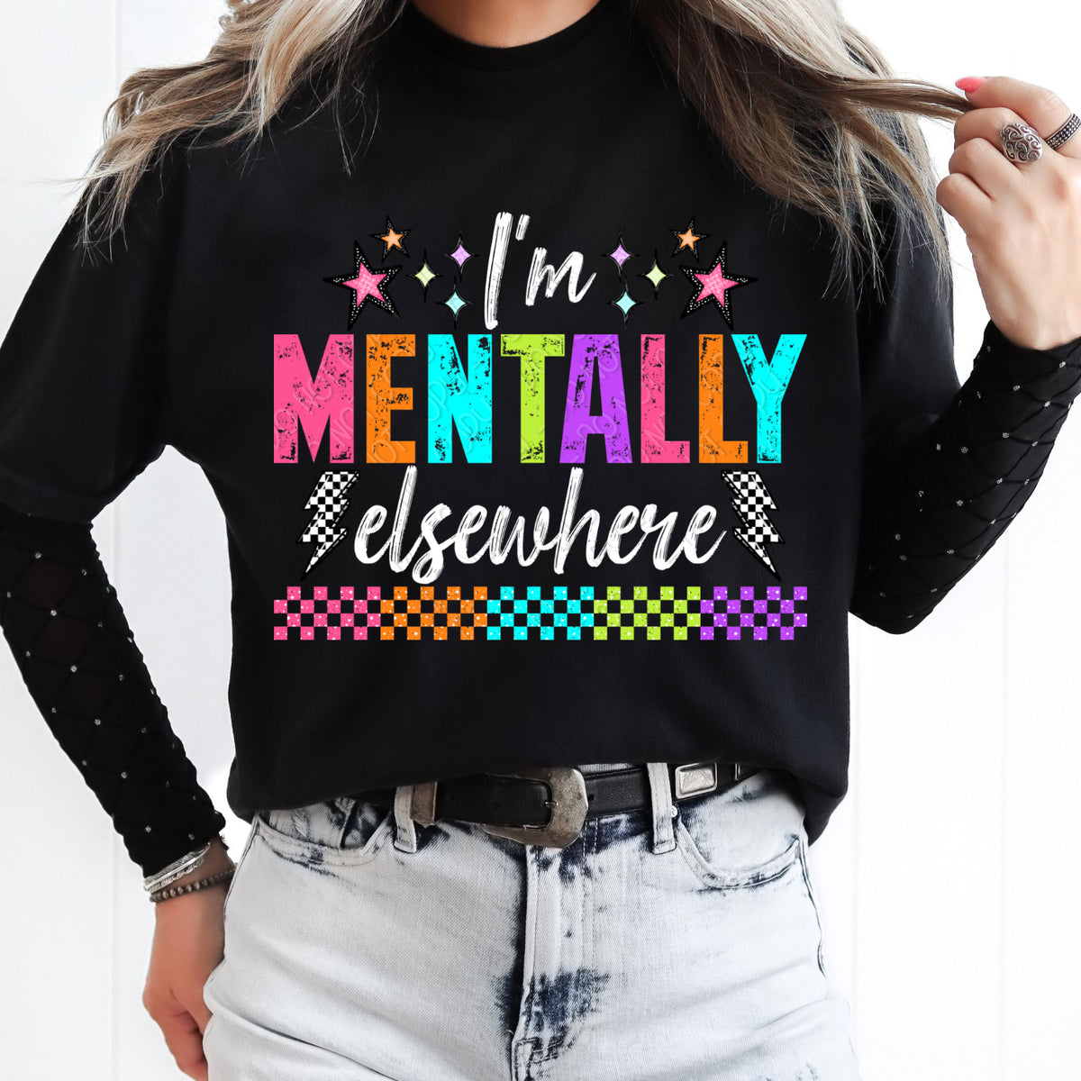 I'm mentally elsewhere WHITE (DWS) DTF Transfer