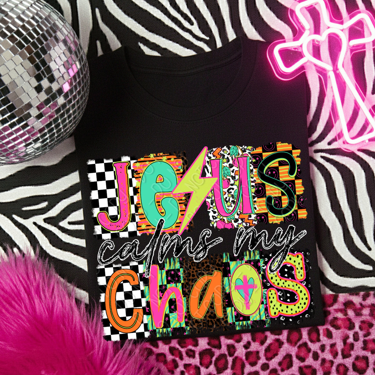 Jesus calms my chaos magazine font (DWS) DTF Transfer