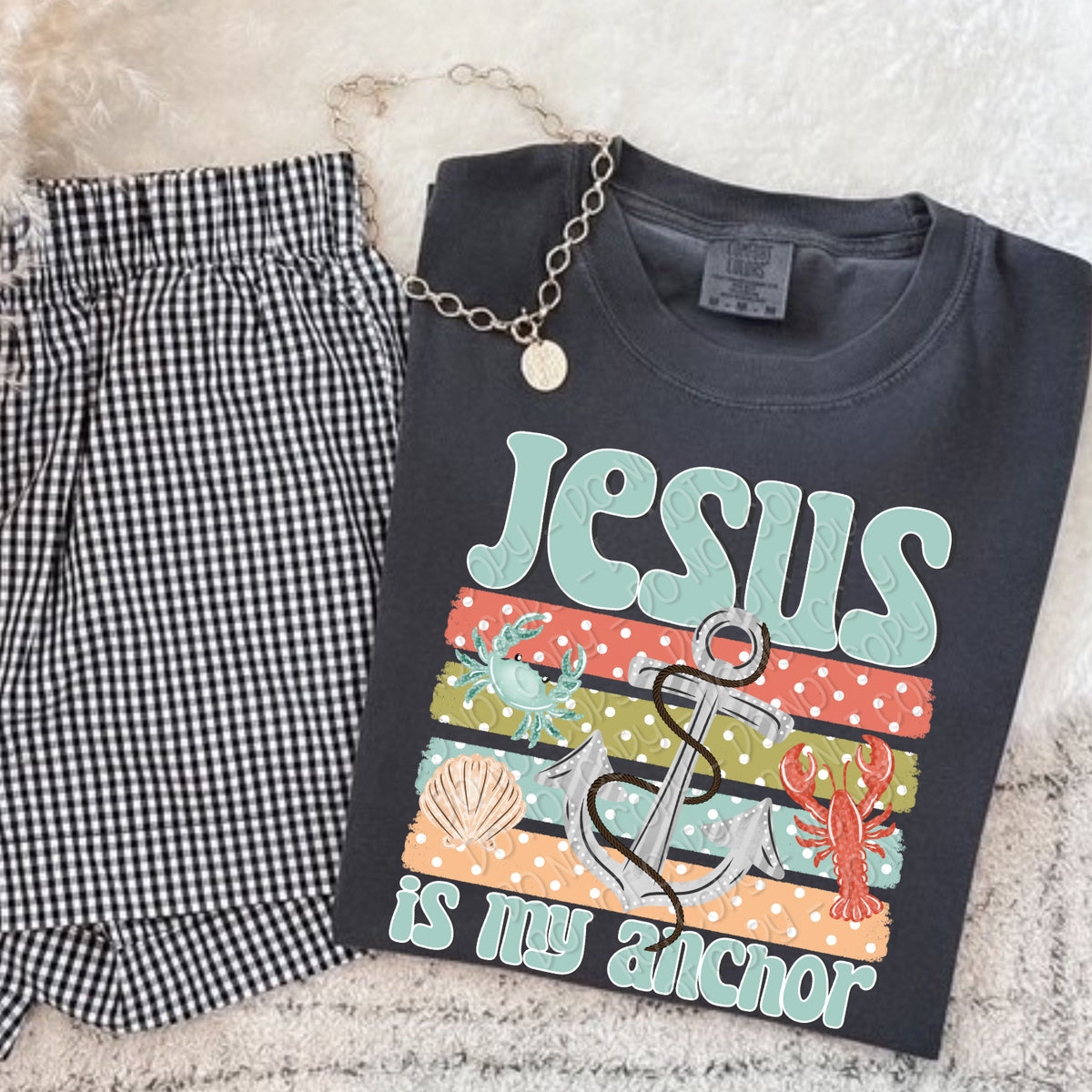 Jesus is my anchor blue words (DWS) DTF Transfer