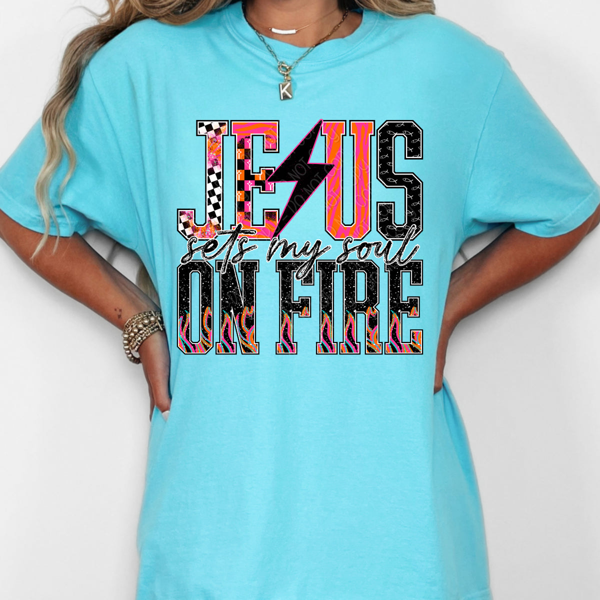 Jesus set my soul on fire lighting bolt (DWS) DTF Transfer