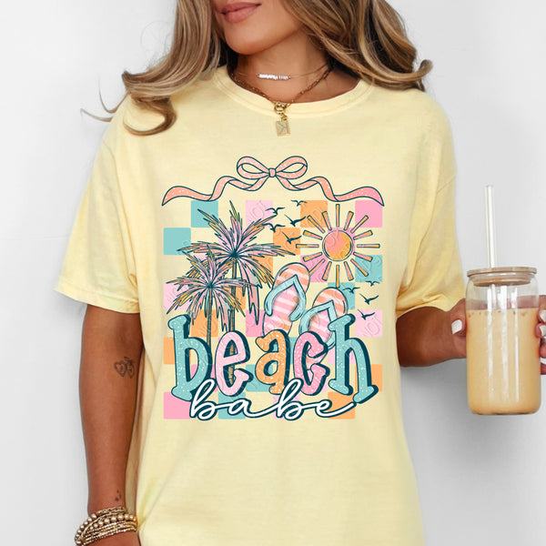 Beach babe with bow (DWS) DTF Transfer