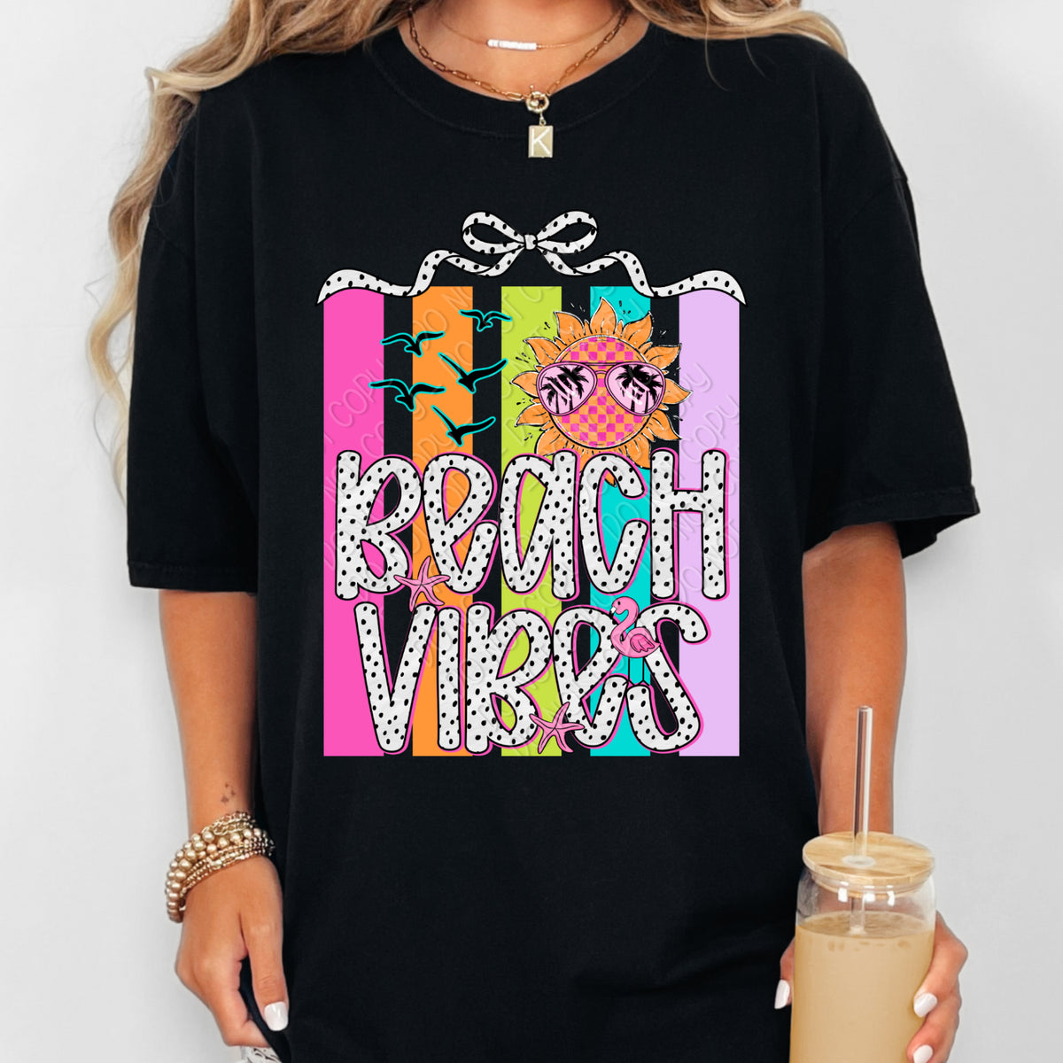 Beach vibes multicolored strips (DWS) DTF Transfer