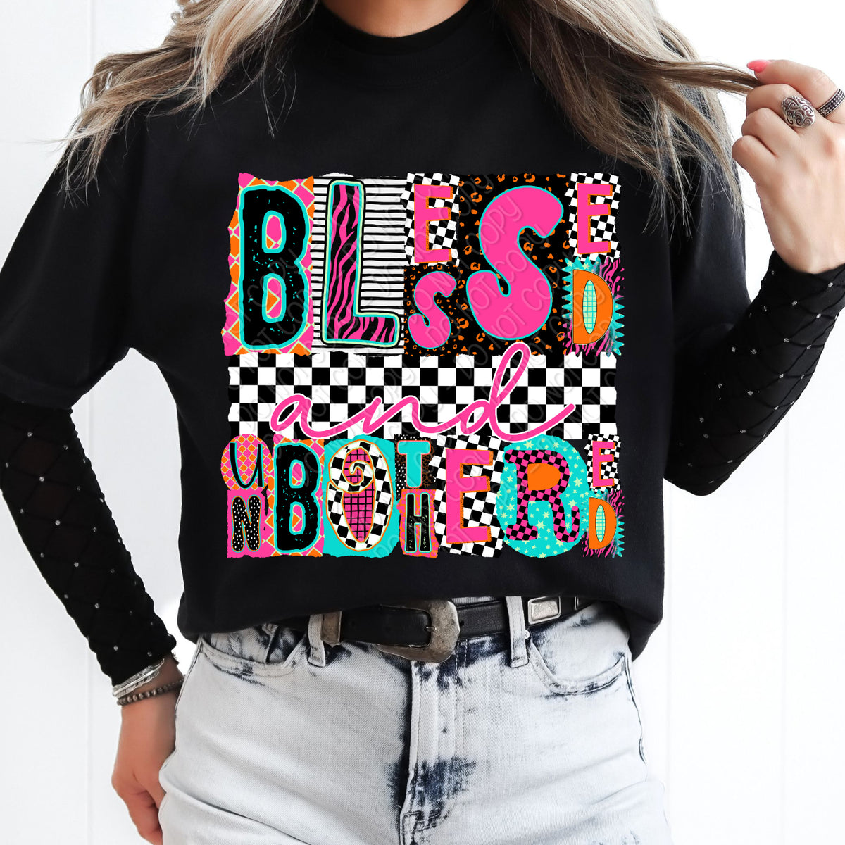 Blessed and unbothered (magazine font) (DWS) DTF Transfer