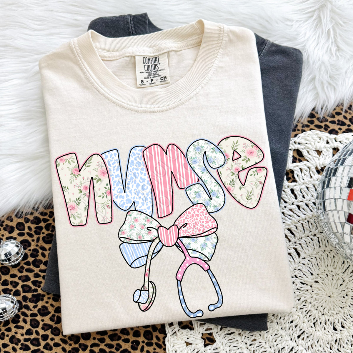 Nurse pink floral letters (DWS) DTF Transfer