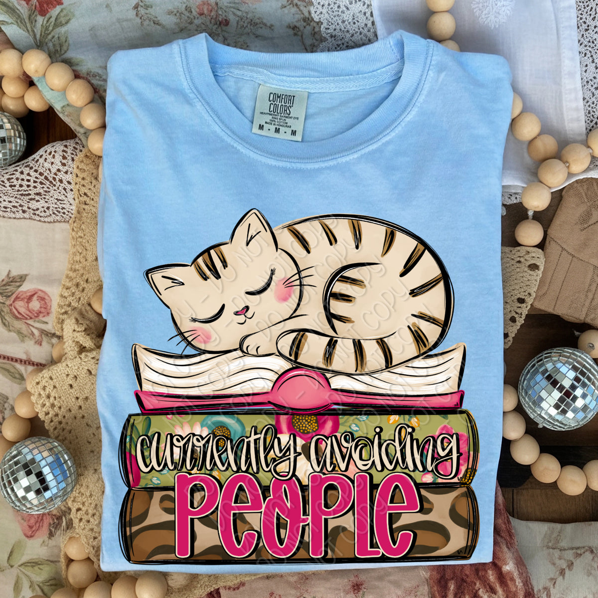 Currently avoiding people sleeping cat (DWS) DTF Transfer