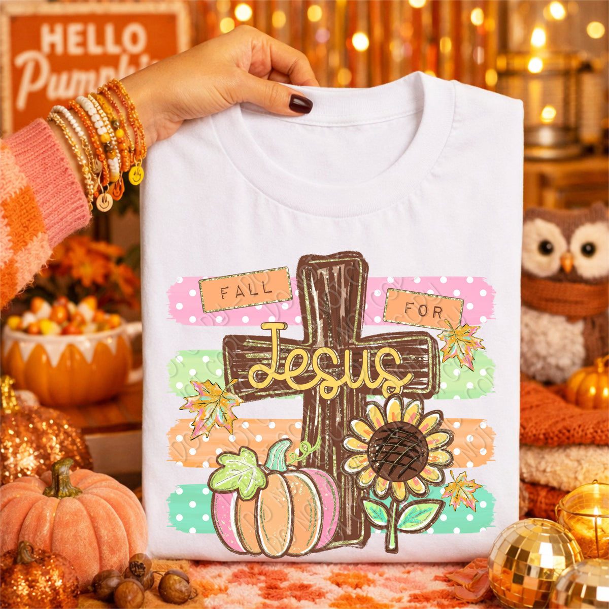 Fall for Jesus cross pumpkin and sunflowers (DWS) DTF Transfer
