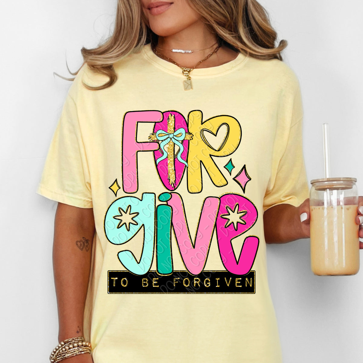 For give to be forgiven faux glitter outline (DWS) DTF Transfer