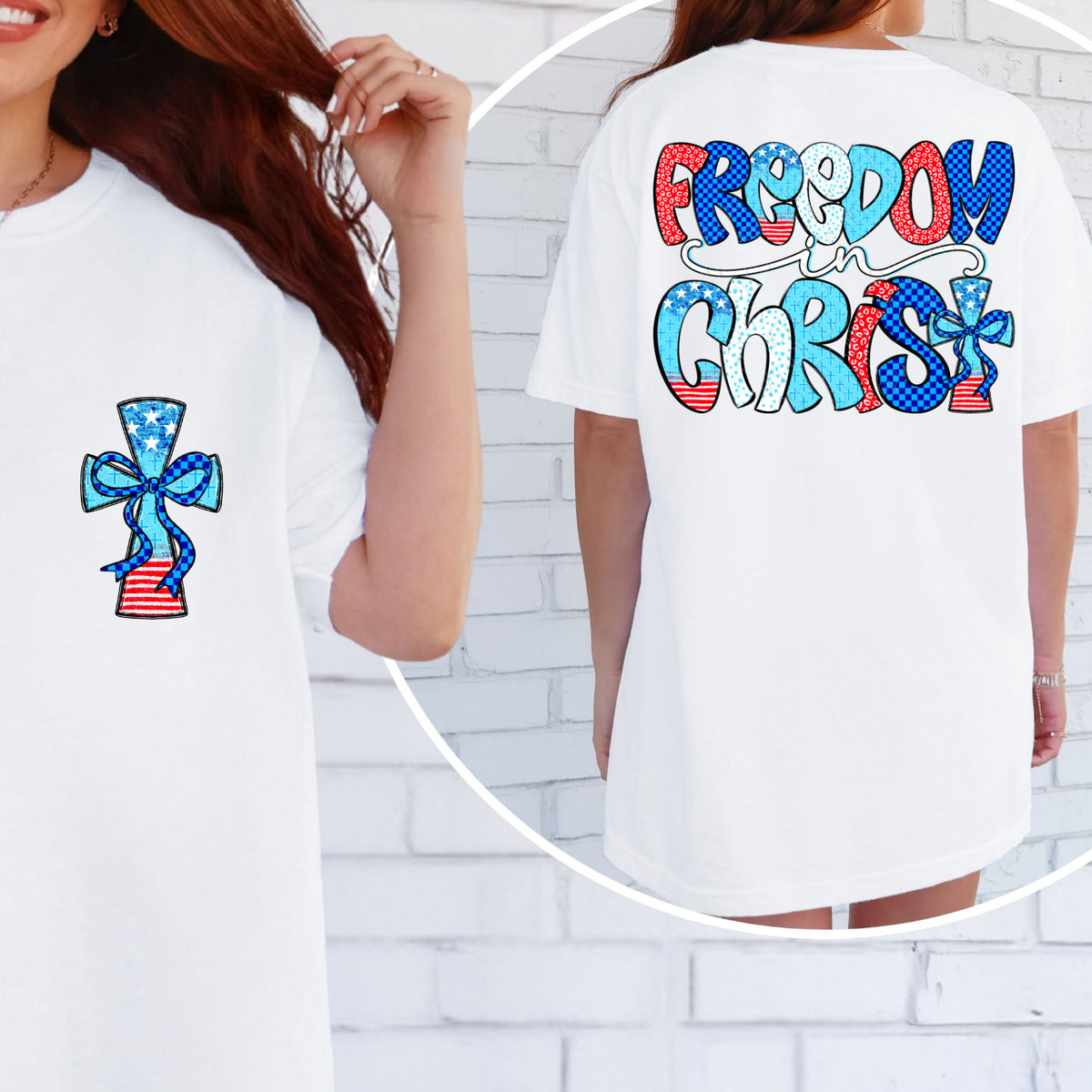 Freedom in Christ RWB filled letters (BACK ONLY) (DWS) DTF transfer