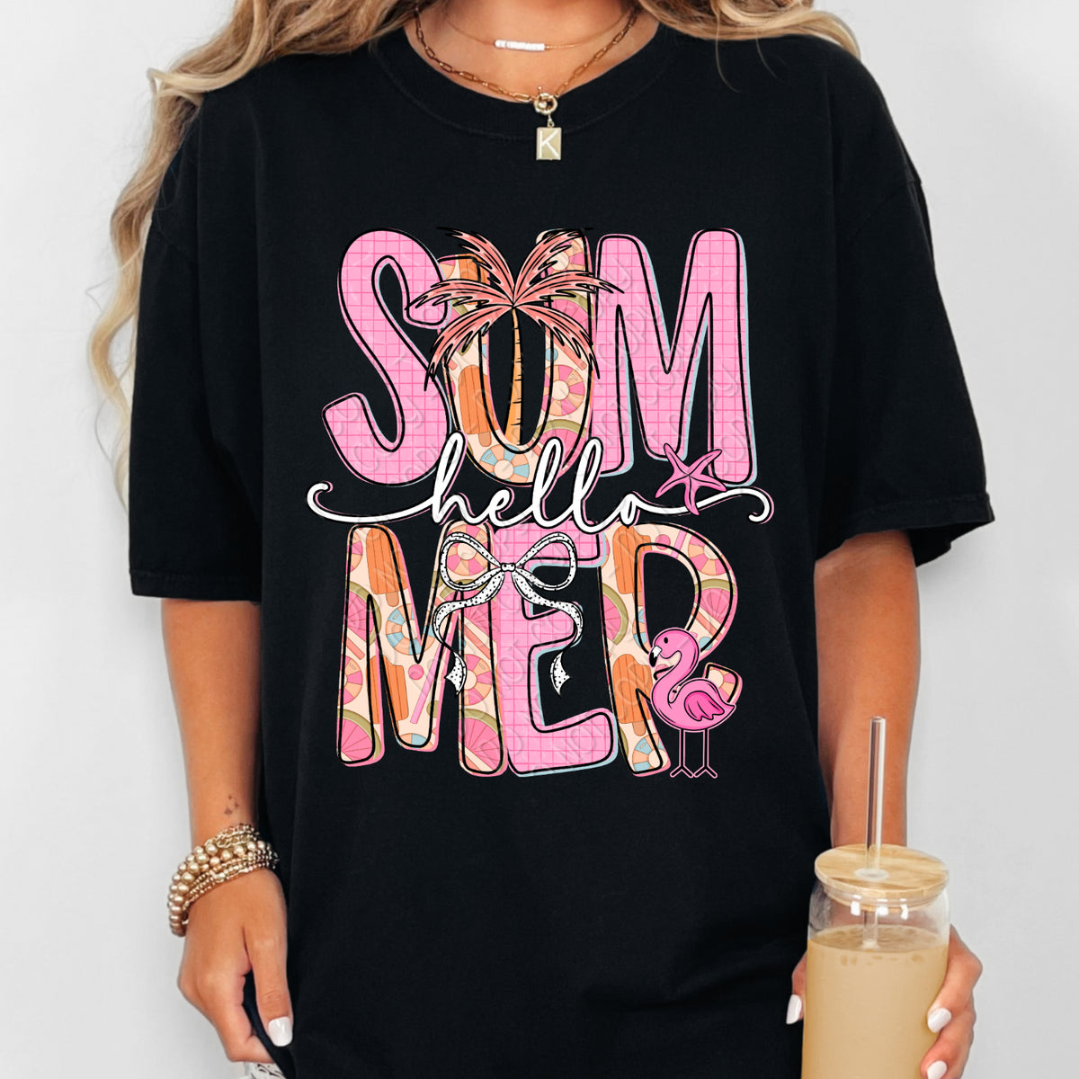 Hello summer PINK and ORANGE (DWS) DTF Transfer
