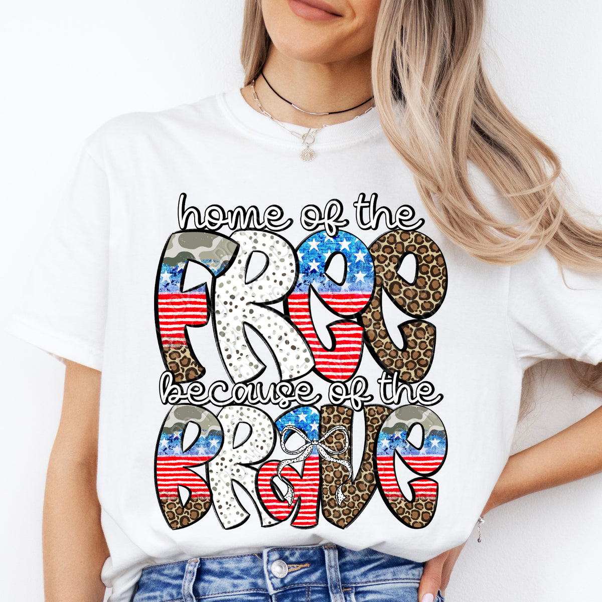Home of the free camo black and white dots (DWS) DTF Transfer