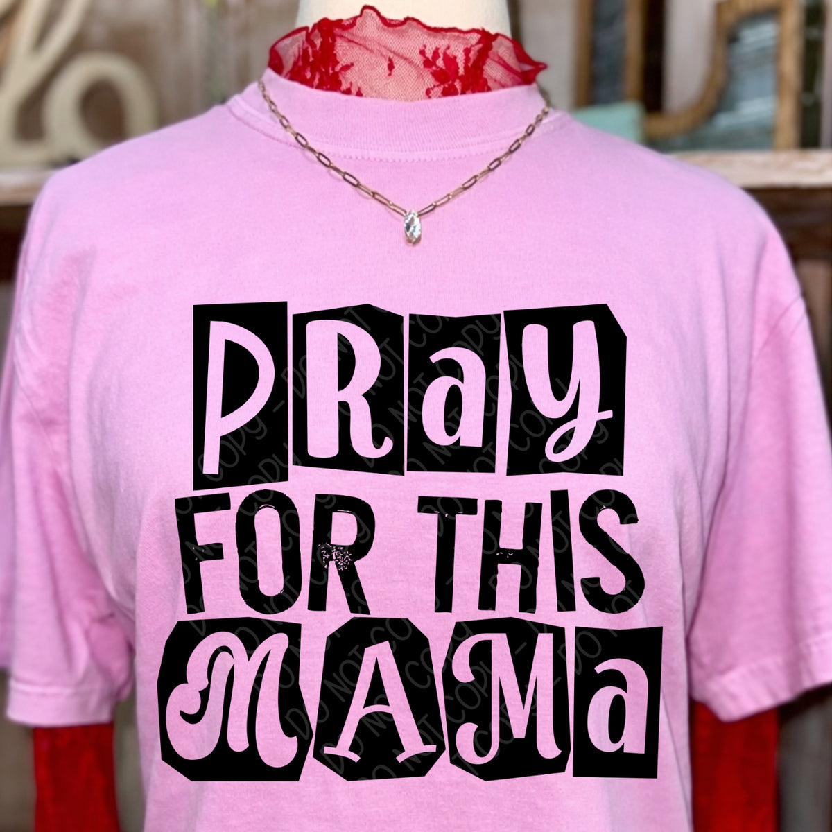 Pray for this mama blocks BLACK (DWS) DTF Transfer
