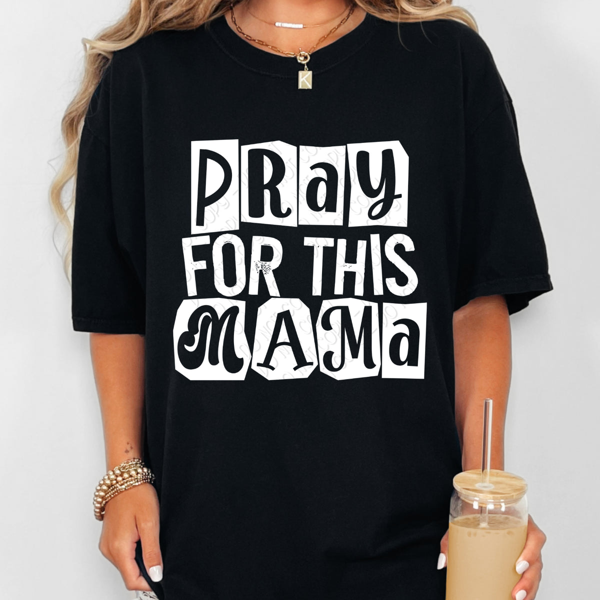 Pray for this mama blocks WHITE (DWS) DTF Transfer
