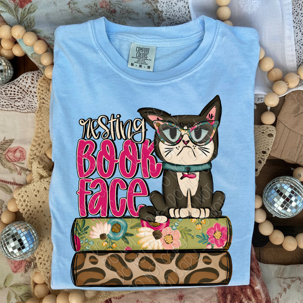 Resting book face cat (DWS) DTF Transfer