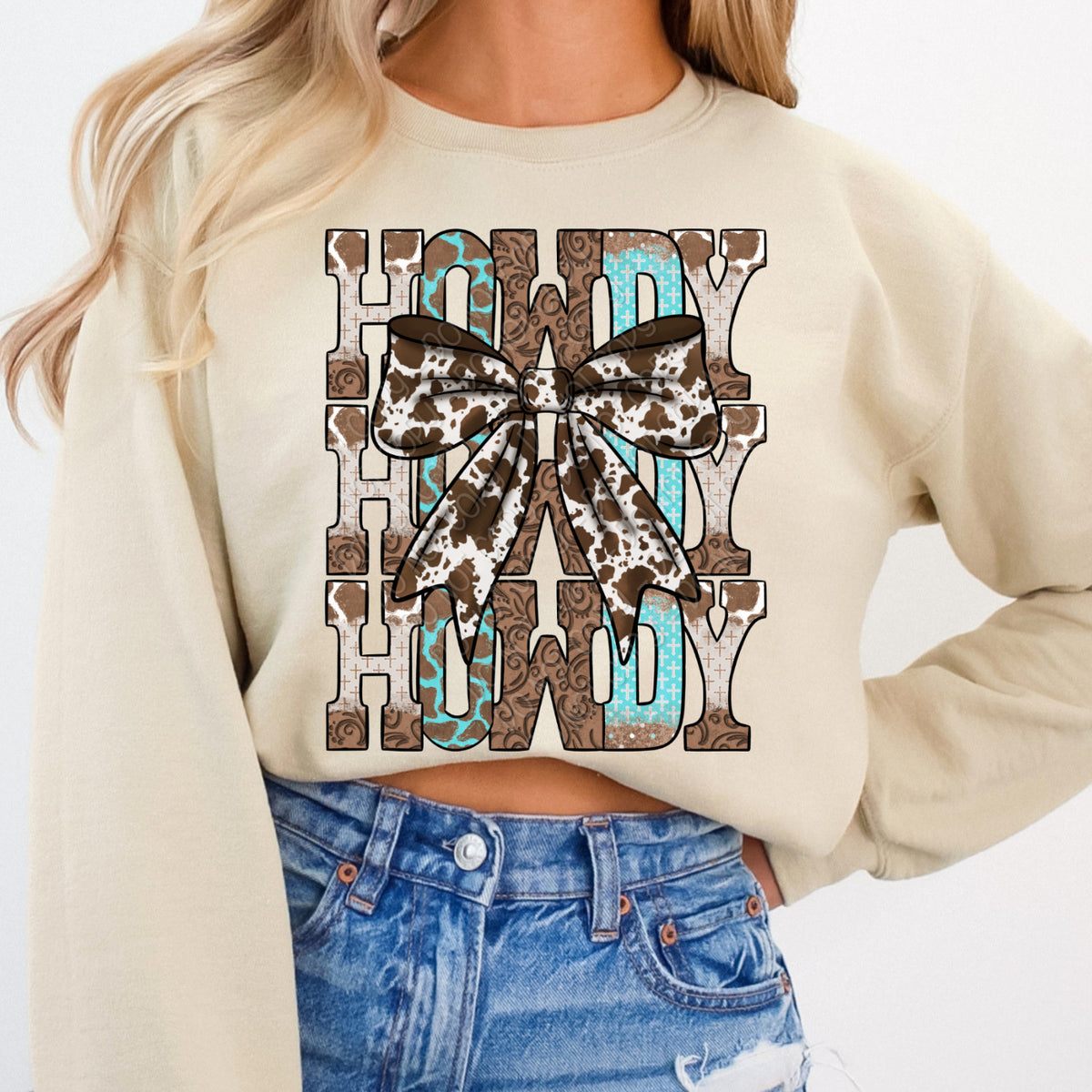 Howdy triple stacked with bow western (DWS) DTF Transfer