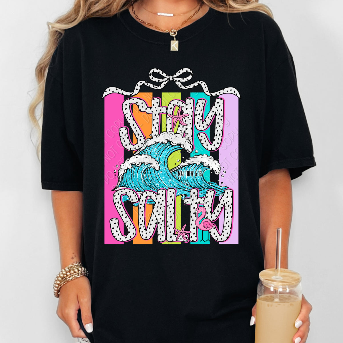 Stay salty multicolored strips (DWS) DTF Transfer