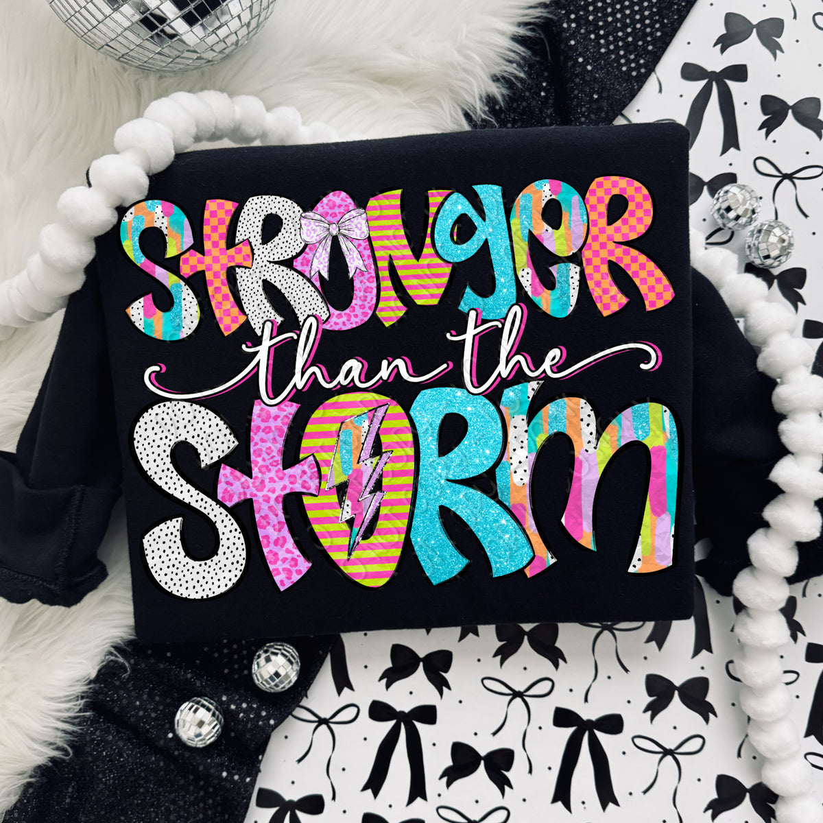 Stronger than the storm purple bow (DWS) DTF Transfer