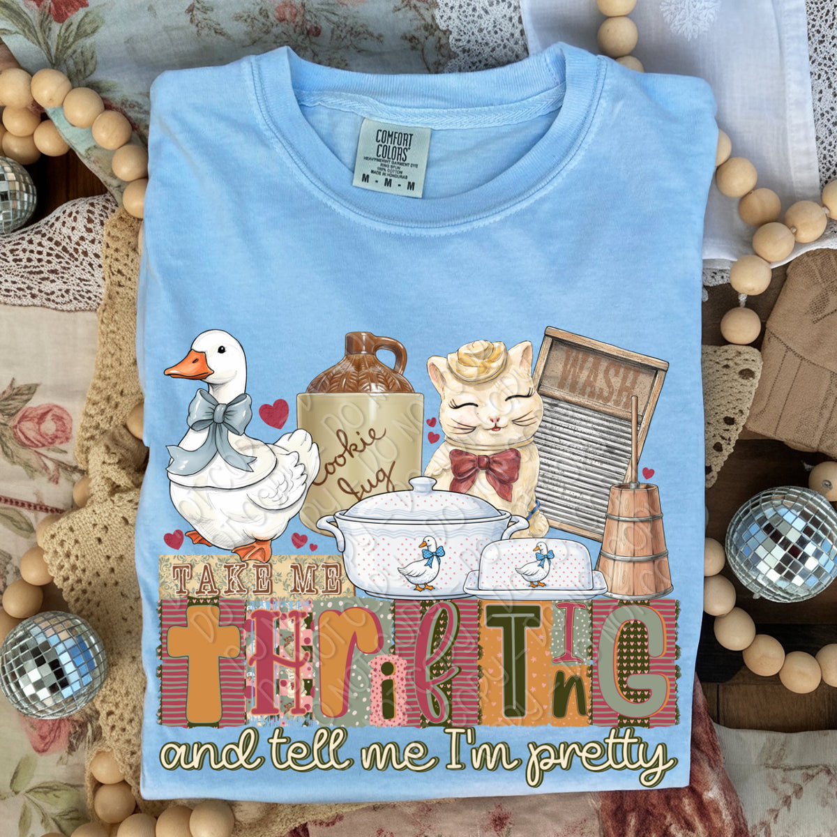 Take me thrifting (goose blue bow) (DWS) DTF Transfer