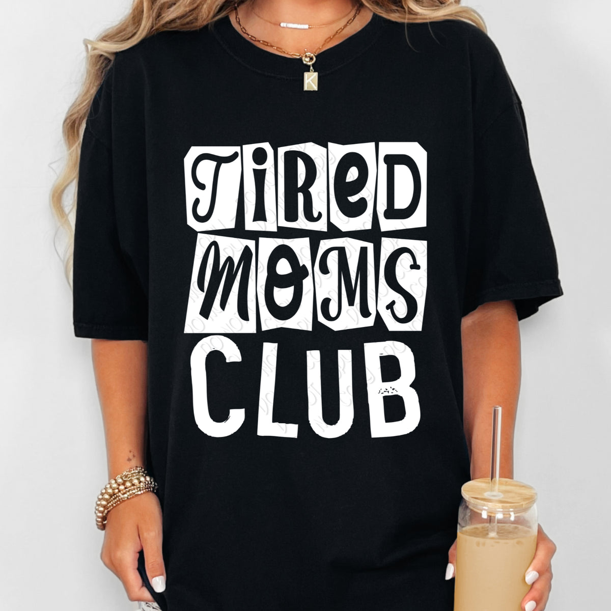 Tired moms club blocks WHITE (DWS) DTF Transfer
