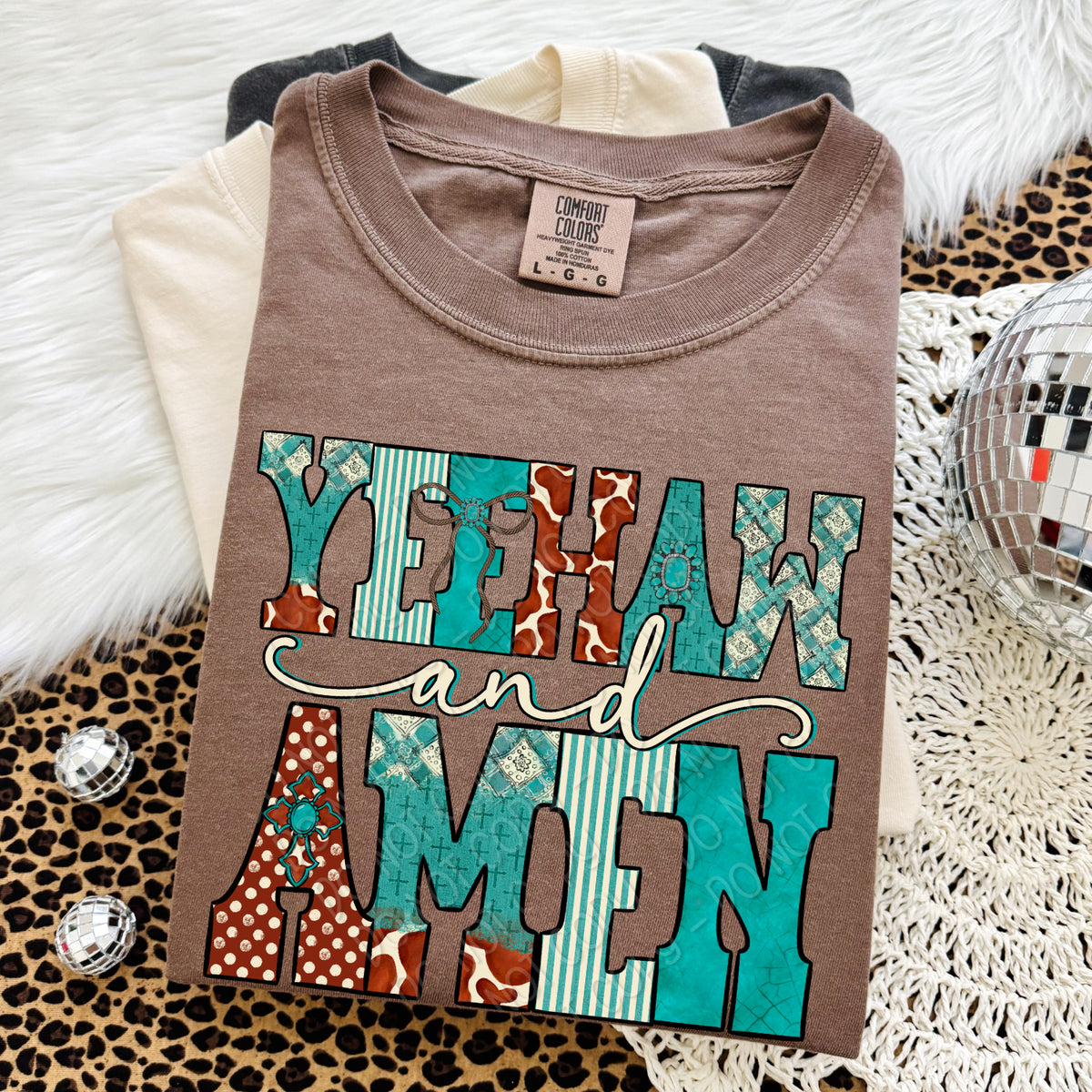 Yeehaw and amen cow print (DWS) DTF Transfer