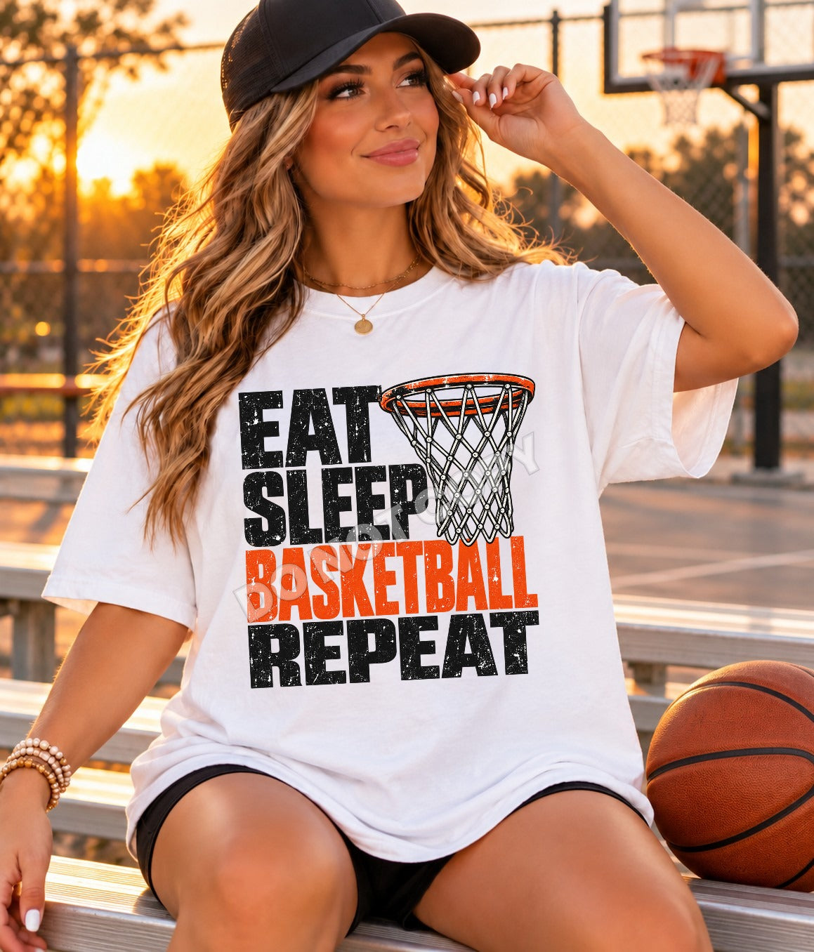 Eat sleep basketball repeat net (Parker) DTF Transfer